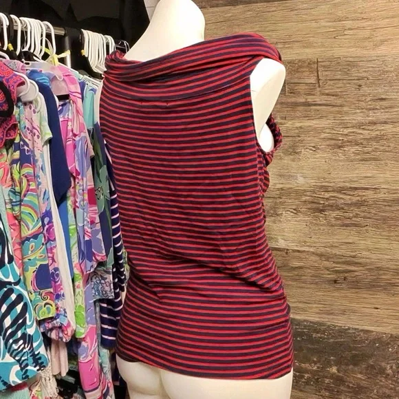 Lauren Ralph Lauren Navy and Red Striped Tank Top - Picture 4 of 6